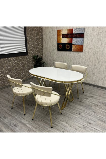 Selenit Mutfak Yemek Masası Takımı- 4 Kişilik Mutfak Masa Sandalye Takımı- Mutfak Masası Takımı