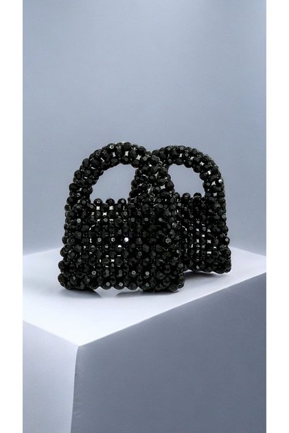 Black Shiny Bead Bag/Black Sparkling Bag/ Black Handbag/ Designer Bag