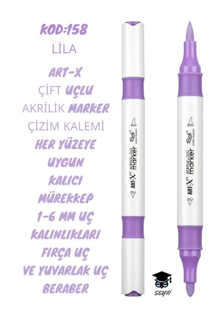 Art-X Double Tip Acrylic Marker Drawing Pen Suitable for All Surfaces Permanent Ink 1-6 mm Tip Thicknesses