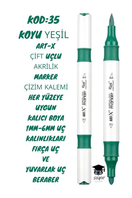 Art-X Double Tip Acrylic Marker Drawing Pen Suitable for All Surfaces Permanent Ink 1-6 mm Tip Thicknesses