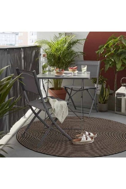 Sara Bahçe Balkon Oturma Seti Bistro Masa Sandalye Seti 2 Kişilik Antrasit Metal