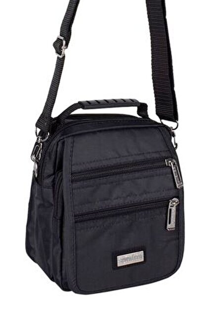 SEVENTEEN Erkek Siyah Çok Gözlü El Ve Omuz Askılı Çanta 2349