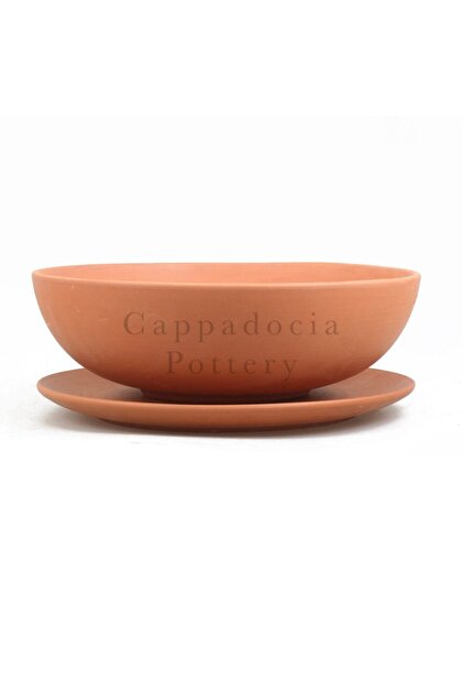 Cappadocia Pottery 30cm Tabaklı Kase Tipi Doğal Terleyen Çömlek