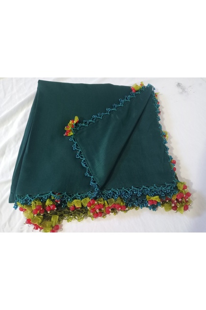 Handmade Cherry Embroidery, Beaded Writing, Cheesecloth, Scarf, Yemeni, Mevlüt Coverlet with Embroidery on 4 Sides