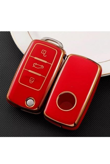 Vw Tiguan Jetta Golf 5 Golf 6 Scirocco Polo Caddy Husă de protecție pentru chei de lux Roșu