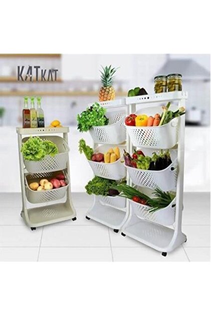 Titiz Tp749 Beyaz Katkat Organizer Sepet 3 Katlı Sepet Banyo