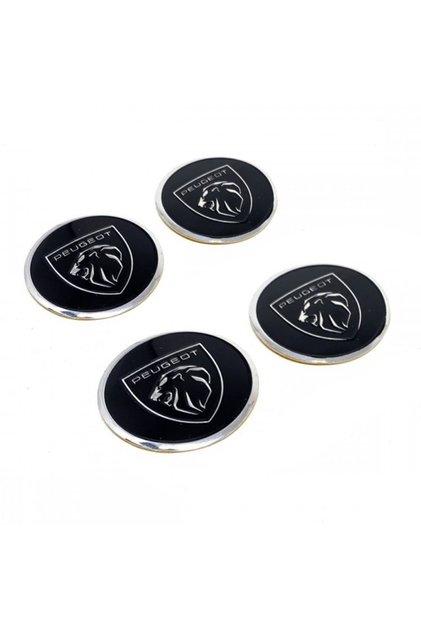 Peugeot Jant Göbeği Alüminyum Sticker Yapıştırma 60mm 4'lü Set Yeni Nesil Logo