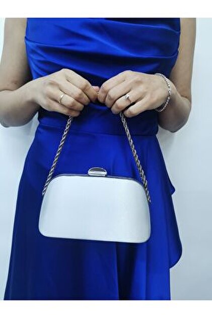 NAZART Kadın Saten Ten Nude Abiye Clutch Portföy Zincir Askılı El Düğün