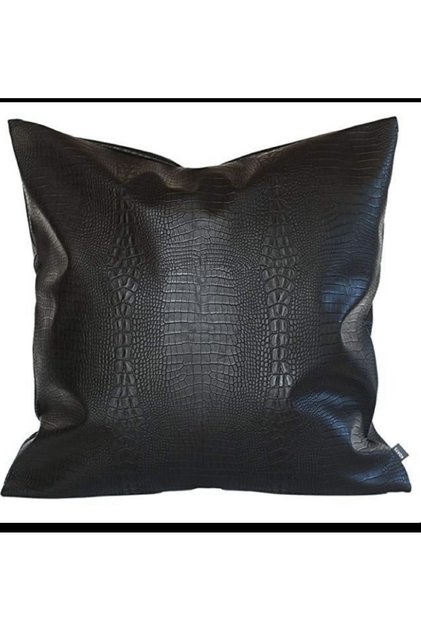 Crocodile Skin Look Faux Leather Pillow Cushion Cover (Black)