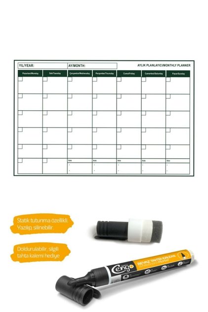 Monthly Planner Calendar Chart 56x85 Cm Paper Board Refillable Board Pen with Eraser Gift