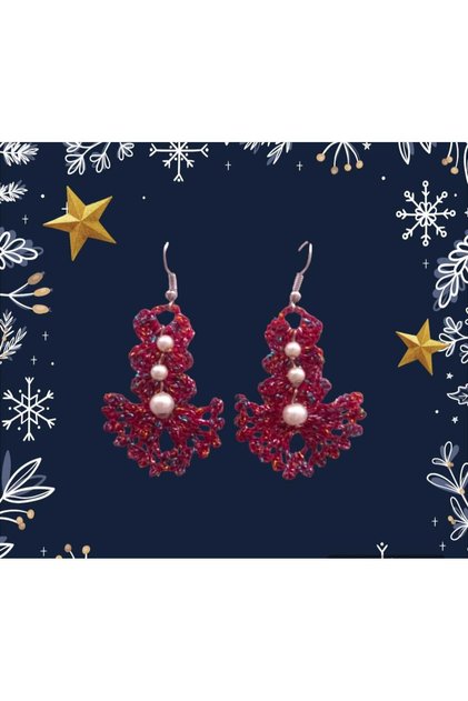 Handmade Glittery Knitted Vintage Ethnic Pearl Bead Fan Earrings – Authentic Aesthetic Gift Women's Earrings