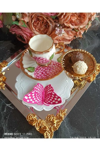 3D Cocktail and Coffee Side Serving Napkin Fuchsia Colored 1 Piece