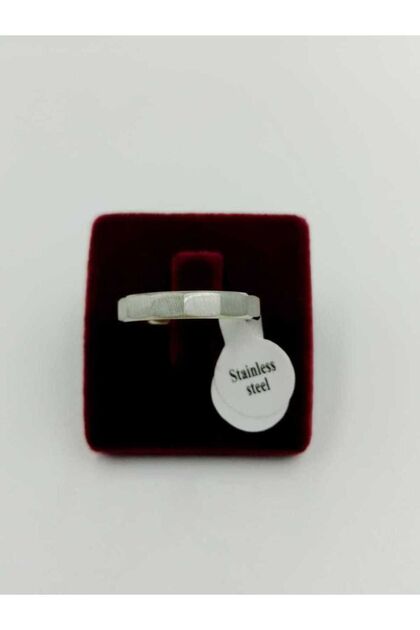 Women's Men's Steel Ring - 4mm Prism Pattern Model Unisex White Color Steel Wedding Ring