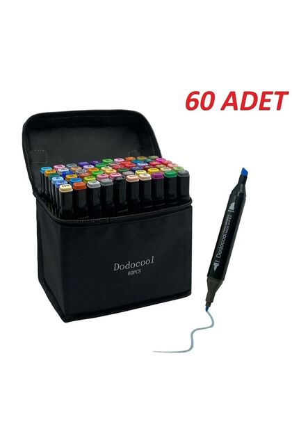 DO ART（ドゥー・アート） Dodocool Touch Marker Art Çift Uçlu 60 Adet Kalem Seti Çantalı