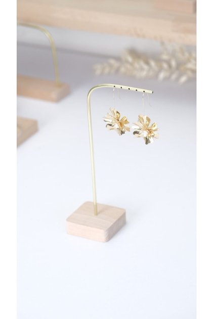 Brass Earring Hanger Wooden Organizer, Earring Organizer Countertop Stand, Jewelry Shooting Stand Display Display