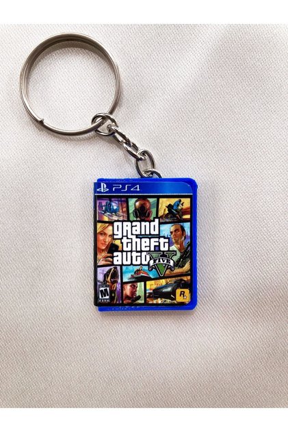 سلسلة مفاتيح Gta 5 Grand Theft Auto V Miniature Ps4 Game Box