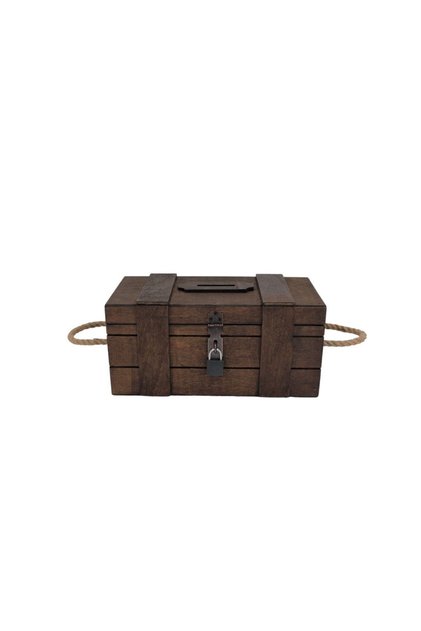 Wooden Tipbox Walnut Color Padlock Gift 27X14X12 cm Stake and Storage Box