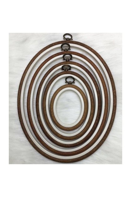 Wooden Color Plastic Oval Panel Pulley - Embroidery Pulley Set of 5
