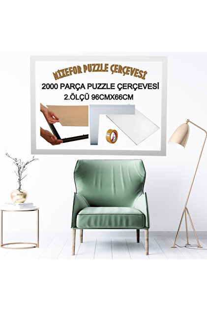 mixefor 2000 Parça Puzzle Çerçevesi 2.ölçü 96cm x 66cm Renk Beyaz