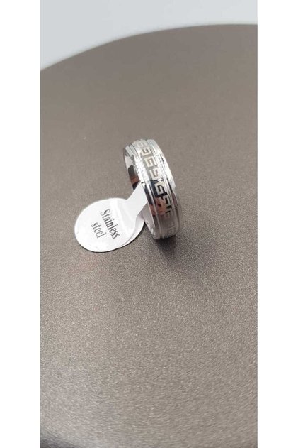 Men's and Women's Steel Ring - 6mm Greek Pattern Model, for Lover, Spouse, Promise, Engagement, Marriage Band
