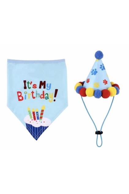 Happy Birthday Kedi Köpek Şapka Ve Bandana