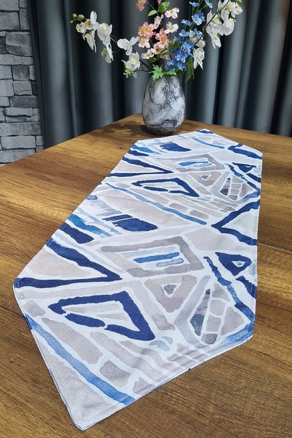 Geometric Luxury Runner Blue