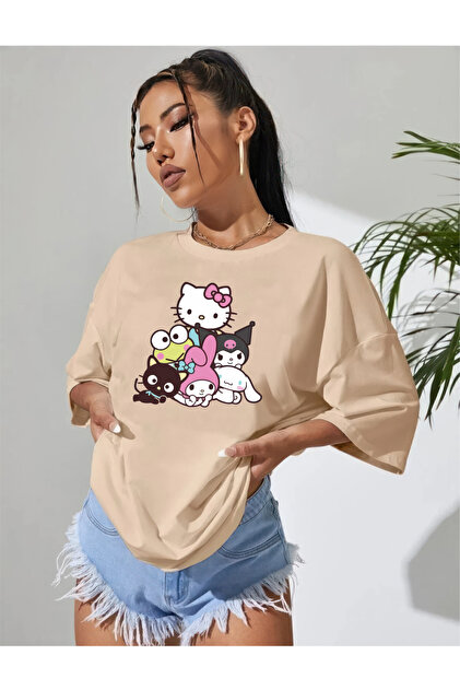 oneagılyazı MY MELODY KUROMİ HELLO KİTTY TASARIM Baskılı Oversize