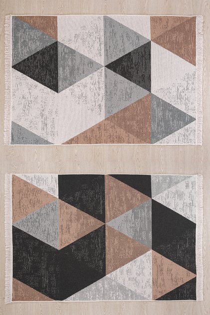 Çift Taraflı Pamuklu Modern Desenli Dokuma Kilim Makinede Yıkanabilir