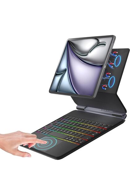 İpad Air 6. 5. 4. Nesil Uyumlu Klavyeli Kılıf Magic Keyboard Touchpad Akıllı Folio Bluetooth Işıklı