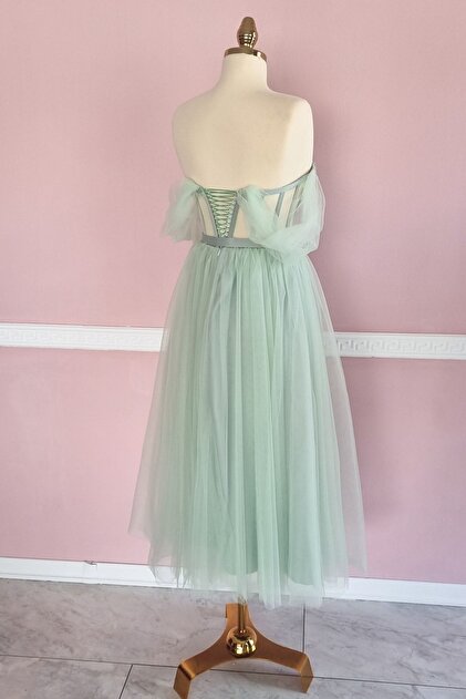 slim fit dress slacks Green Mesh Dress with Floral Applique details – VESTIDO main image 0