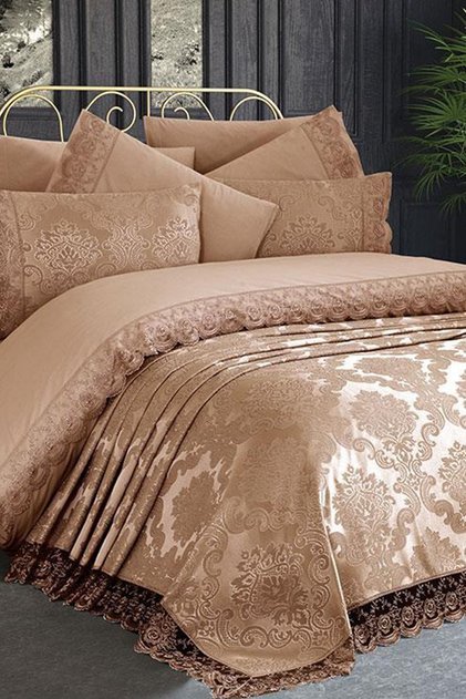 French Lace Kure 3 Piece Bedspread Cappucino