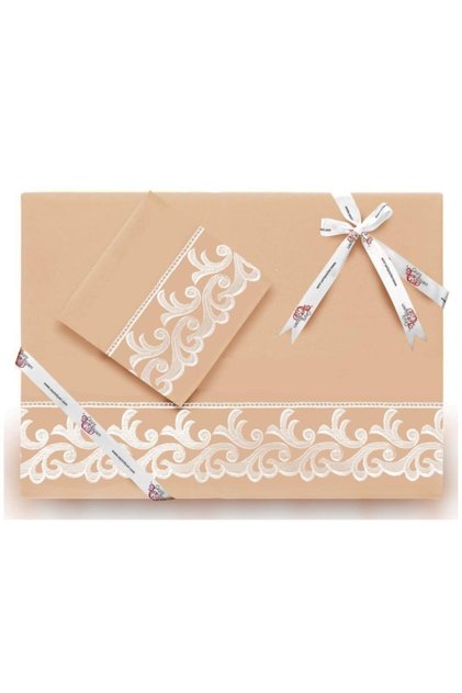 French Laced Belinda Plain Duvet Cover Set Cappucino