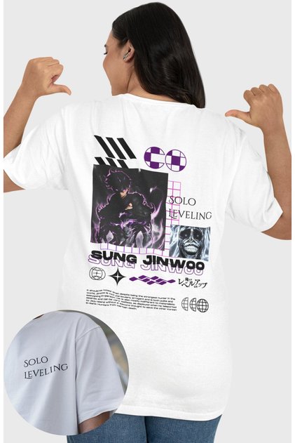 Unisex Oversize Solo Leveling Sung Anime Back Printed T-Shirt