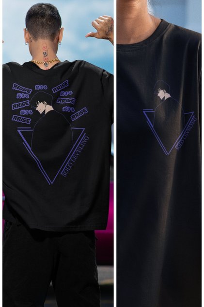 Oversize Arise Solo Leveling Back Printed T-Shirt, Unisex Anime Printed T-Shirt