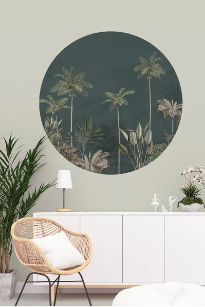 Palmiye Ağaçları Boho Yuvarlak-Daire Modern Duvar Sticker