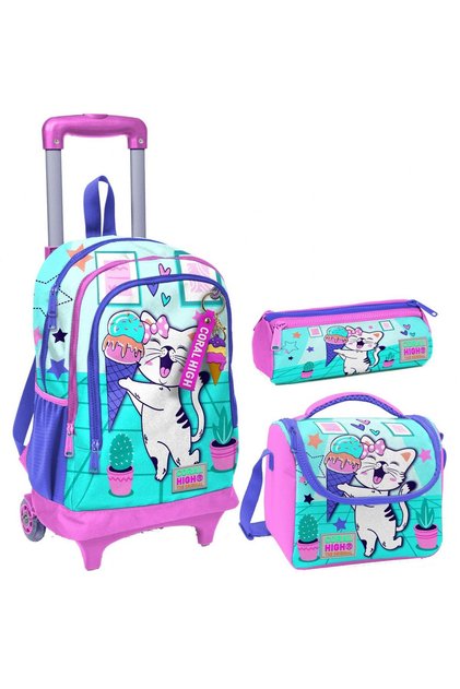 Coral High Turkuaz Pembe Dondurmalı Kedi Üçlü Çekçek Işıklı