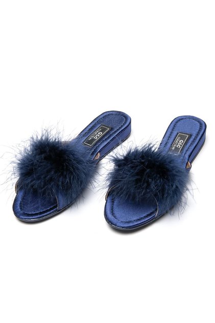 Women's Navy Blue Bridal Slippers
