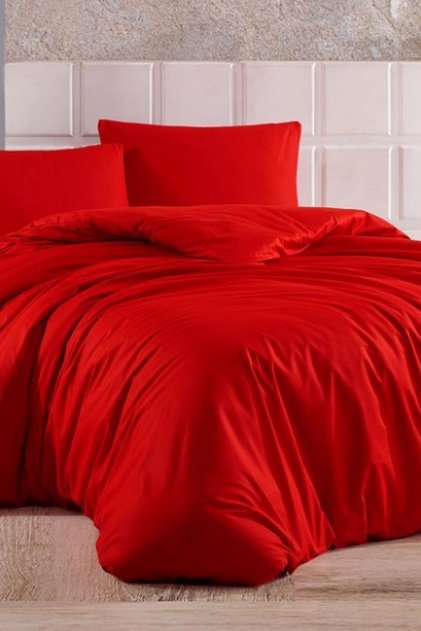 Almond Double Duvet Cover Set with Elastic Sheets, Red
