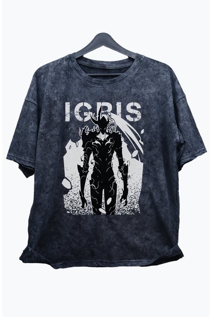 Oversize Solo Leveling İgris Printed Washable T-Shirt, Unisex Anime Printed Retro T-Shirt