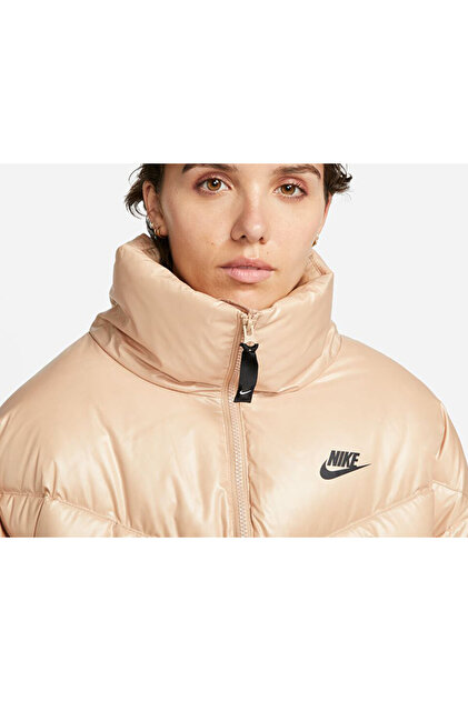 nike cream high neck padded jacket