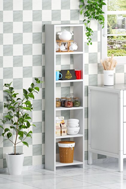 Cosargroup 6 Raflı 40 Cm Dekoratif Mutfak Rafı Malzeme Dolabı Çok