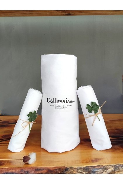100% Cotton Poplin Double Fitted Elastic Sheet Set with Pillows White