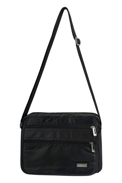 Multi-Compartment Waterproof Men's Hand and Shoulder Strap Bag Black Horizontal