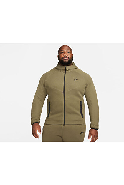 Nike Erkek Günlük Ceket M Nk Tch Flc Fz Wr Hoodie FB7921-222 Haki