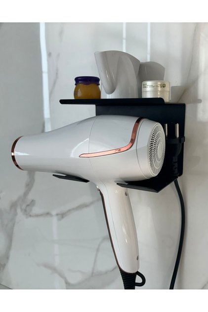 Metal Saç Kurutma Fön Makinesi Ve Kablo Tutucu Banyo Askısı Rafı Düzenleyici Aparat 10*15*10,5 Cm