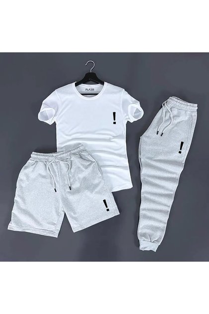 Ünlem Logo Men's Oversize T-Shirt, Shorts and Sweatpants Set - Advantageous 3-Piece Set