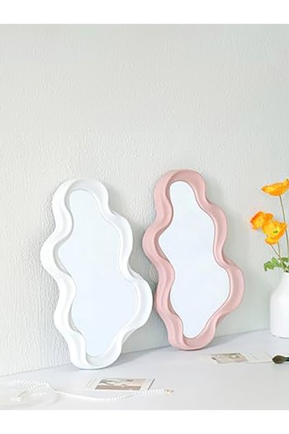 Dekoratif Ayna Plastik Çerçeveli Duvar Aynası Beyaz 41cm Cm002-wh