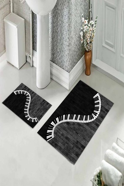 Bathroom Rug Double Toilet Set with Non-Slip Base