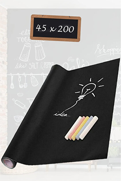 2 Meters Black Blackboard - Chalk Gift, Self-Adhesive Blackboard 45 Cm x 200 Cm