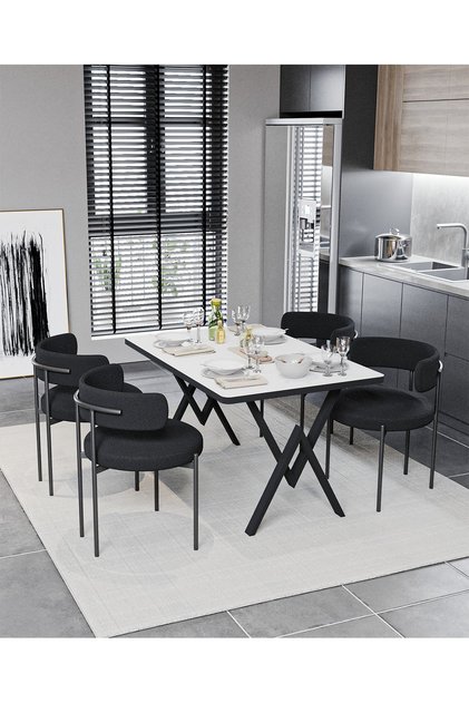 Lines Rolls Tedydy Yemek Odası Masa Takımı Mutfak Masası Takımı 80x120 cm